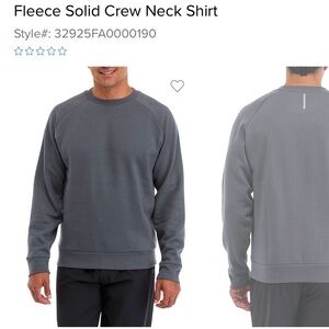 Men’s Zelos Active Fleece Solid Crew Sweatshirt Slate Tile Dark Gray Size Large